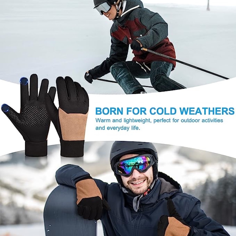Touch Screen Fleece Gloves Wide Cuffs Unisex Lightweight Warm Winter Mens Womens - Picture 4 of 4